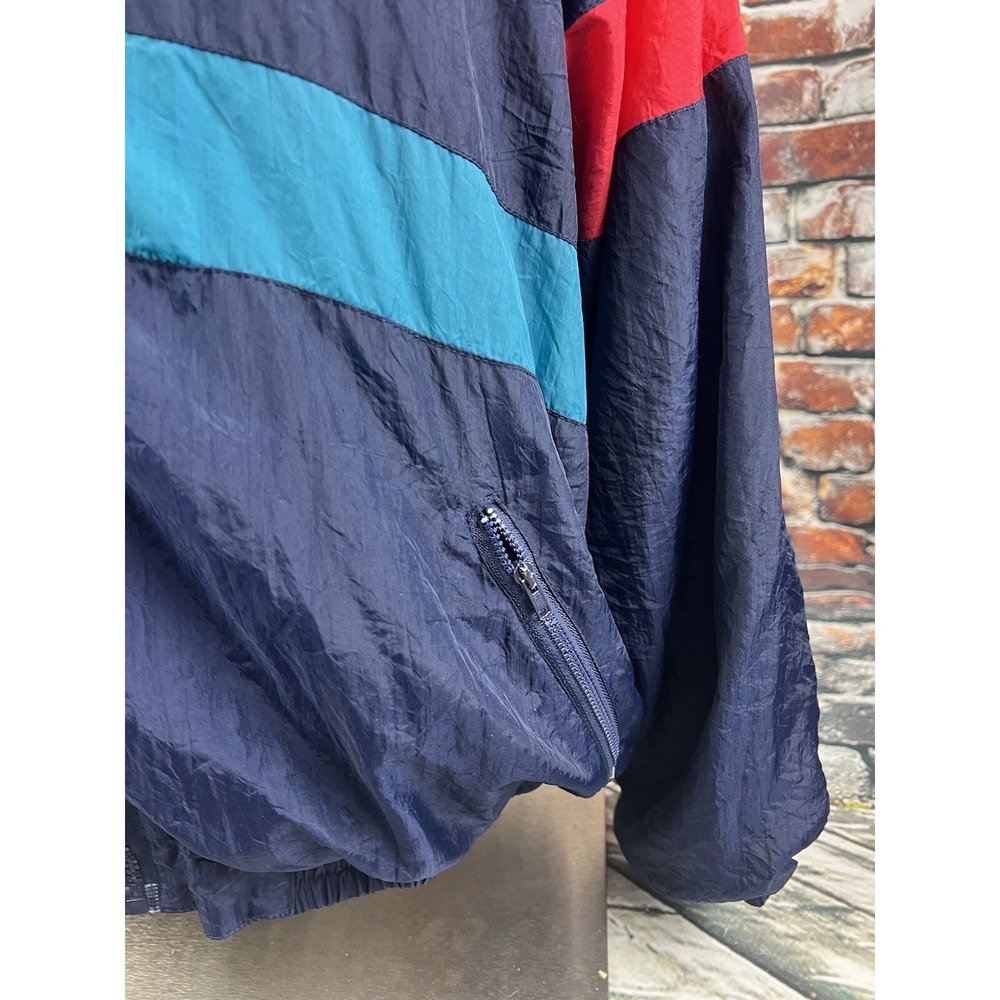 Vtg AVIAT SPORTIF Red Purple Blue TRACK JACKET Windbreaker COLORBLOCK Nylon Sz M - Picture 2 of 6